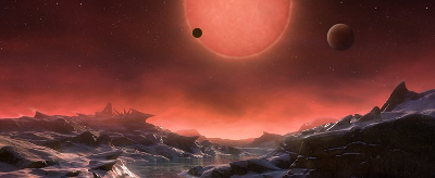 Vue d'artiste de TRAPPIST-1 depuis une planète